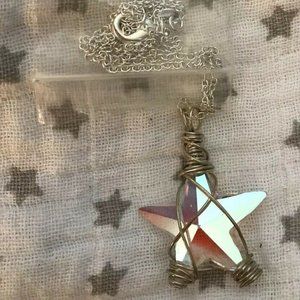 Handmade Aurora Borealis Wire Star Necklace